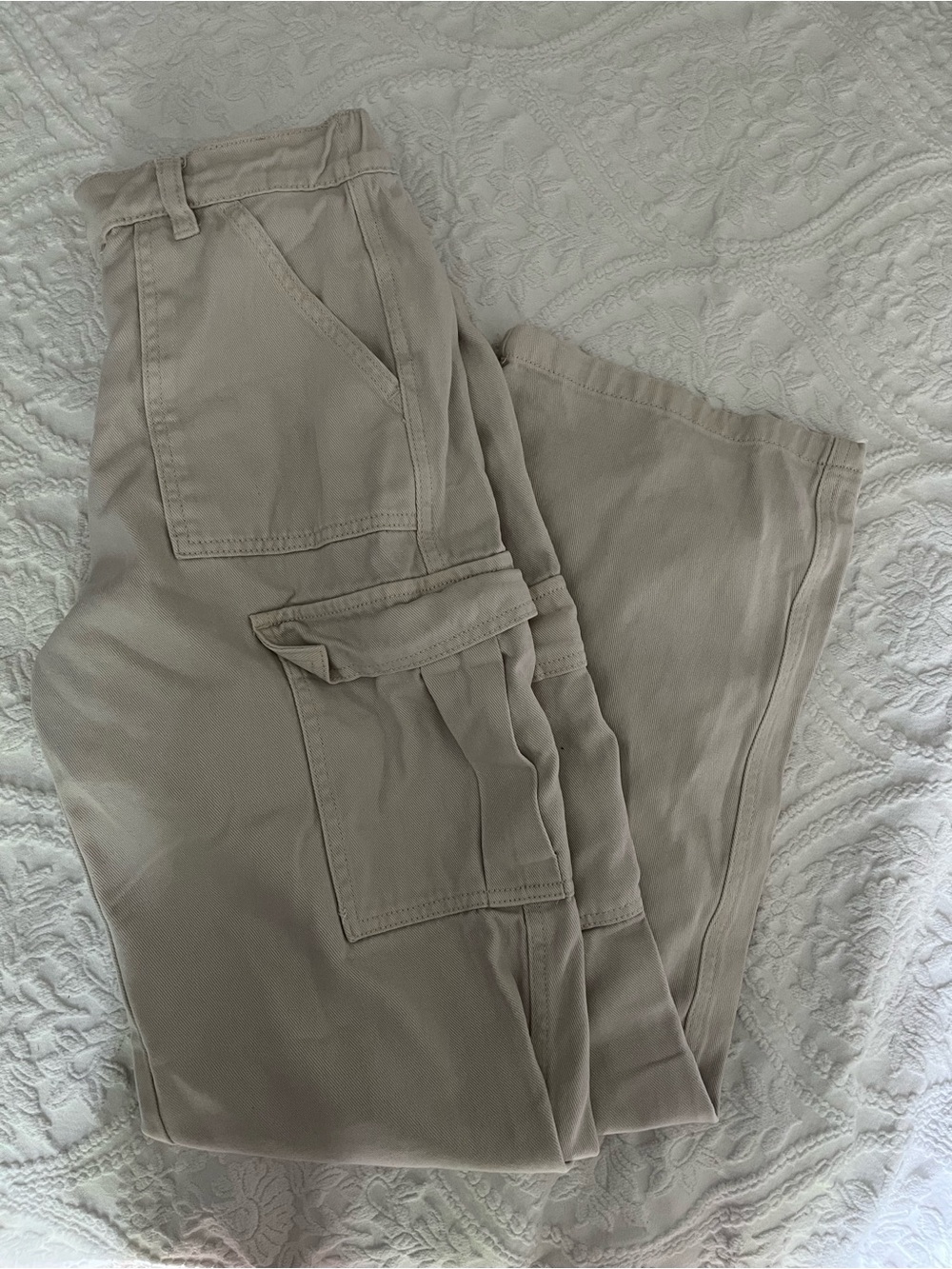 refuge Beige Wide-Leg Cargo Pants